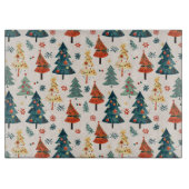 Colourful Christmas Pine Trees Seamless Pattern カッティングボード (正面)