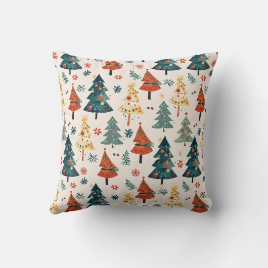 Colourful Christmas Pine Trees Seamless Pattern クッション (裏面)