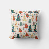Colourful Christmas Pine Trees Seamless Pattern クッション (正面)