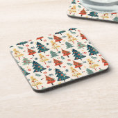 Colourful Christmas Pine Trees Seamless Pattern コースター (左側)