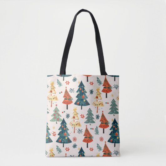 Colourful Christmas Pine Trees Seamless Pattern トートバッグ (正面)