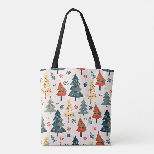 Colourful Christmas Pine Trees Seamless Pattern トートバッグ (裏面)