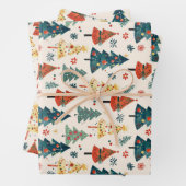 Colourful Christmas Pine Trees Seamless Pattern ラッピングペーパーシート (インサイチュ)