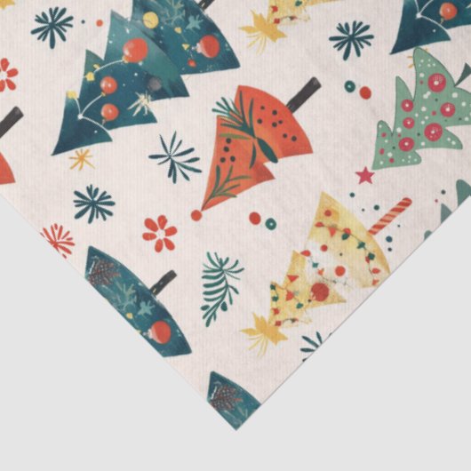 Colourful Christmas Pine Trees Seamless Pattern 薄葉紙 (詳細)