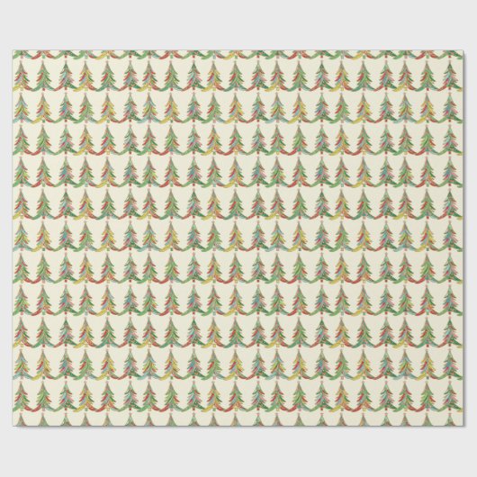 Colourful Christmas Trees Festive ラッピングペーパー (フラット)