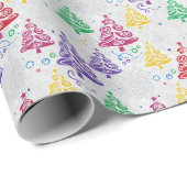 Colourful Christmas Trees Xmas ラッピングペーパー (ロールコーナー)