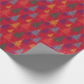 Colourful Christmas Trees Xmas Red ラッピングペーパー (角)