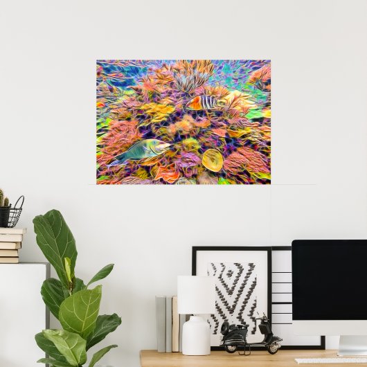 Colourful Coral Reef Print ポスター (ホームオフィス)