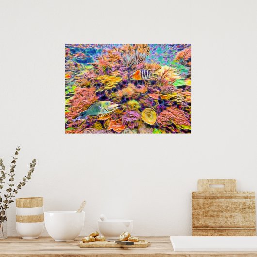 Colourful Coral Reef Print ポスター (キッチン)