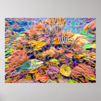 Colourful Coral Reef Print ポスター
