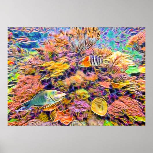 Colourful Coral Reef Print ポスター (正面)