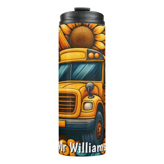 Colourful Crayons Bus Driver Thermal Tumbler タンブラー (正面)