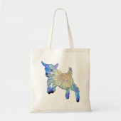 Colourful Cute Baby Goat Jumping Funky Animal Art トートバッグ (正面)
