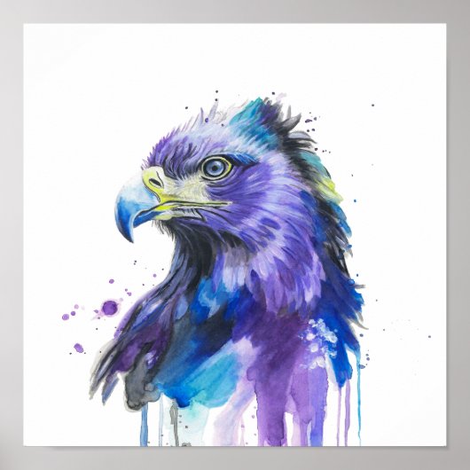 Colourful Eagle Watercolor Art ポスター (正面)