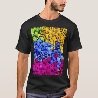 Colourful earthen pots in random formation abstrac tシャツ