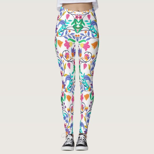 Colourful Exotic Floral Pattern-23147 レギンス (正面)