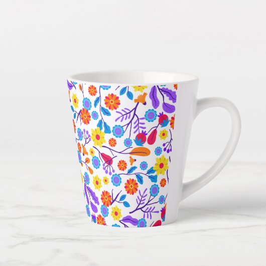 Colourful Exotic Floral Pattern-23165 カフェラテマグ (右)
