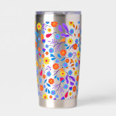 Colourful Exotic Floral Pattern-23165 保温保冷タンブラー (正面)