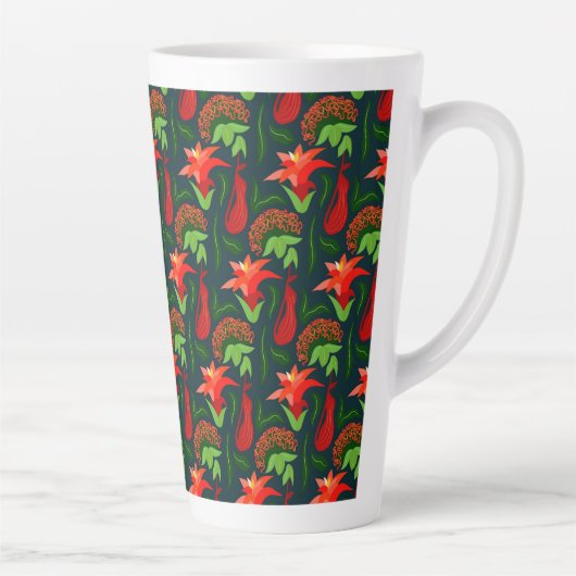 Colourful Exotic Flowers Leaves Pattern-23187 カフェラテマグ (右)