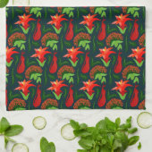 Colourful Exotic Flowers Leaves Pattern-23187 キッチンタオル (折り畳み)