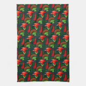 Colourful Exotic Flowers Leaves Pattern-23187 キッチンタオル (縦)