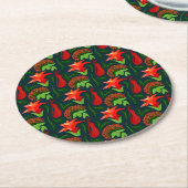 Colourful Exotic Flowers Leaves Pattern-23187 ラウンドペーパーコースター (アングル)