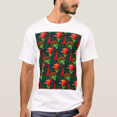Colourful Exotic Flowers Leaves Pattern-23187 Tシャツ (正面)