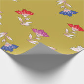 Colourful Floral Pattern on Gold Wrapping Paper ラッピングペーパー (角)