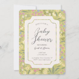 Colourful Floral Petunia Daisy Garden Baby Shower 招待状