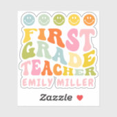 Colourful Fun First Grade Teacher Custom Name シール (シート)