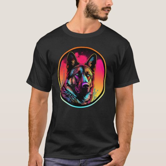 Colourful German Shepherd Dog Dad Mom Graffity Tシャツ (正面)