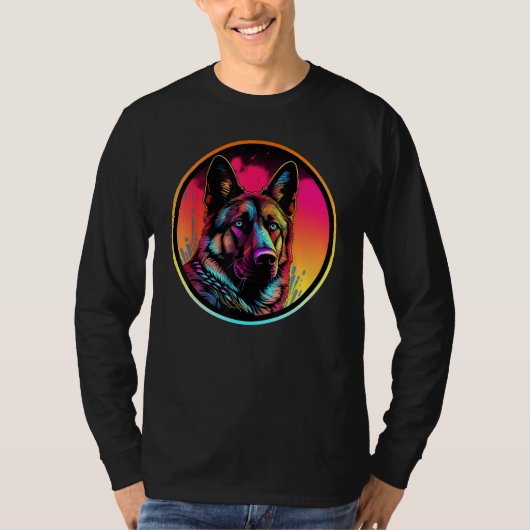 Colourful German Shepherd Dog Dad Mom Graffity Tシャツ (正面)