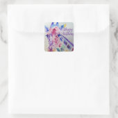 Colourful Giraffe animal Watercolour Art Boys スクエアシール (バッグ)