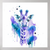 Colourful Giraffe Watercolour  ポスター (正面)