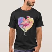 Colourful Heart Pink Flamingo Bird Tシャツ (正面)