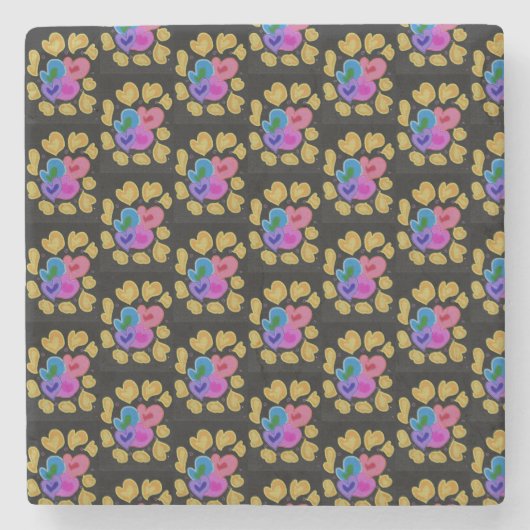 Colourful Hearts Design ストーンコースター (正面)