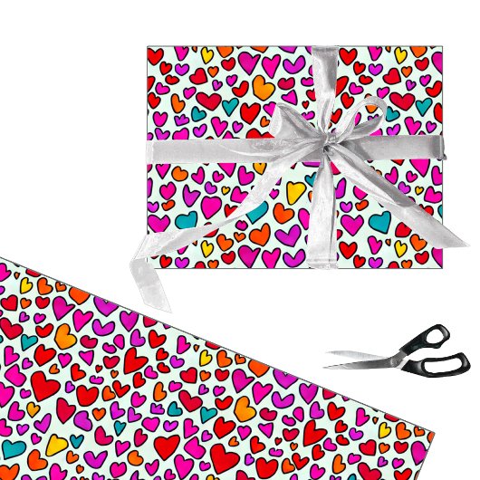 Colourful hearts, simple seamless pattern ラッピングペーパー