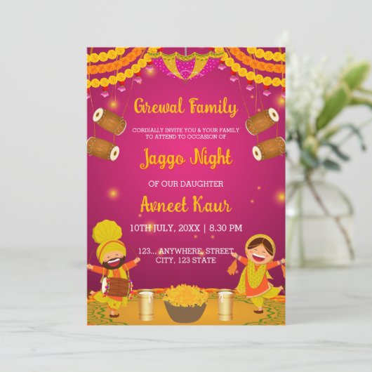 Colourful Jaggo night Invitation Card 招待状 (スタンド正面)