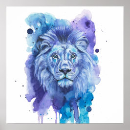Colourful Lion Watercolor Artwork ポスター