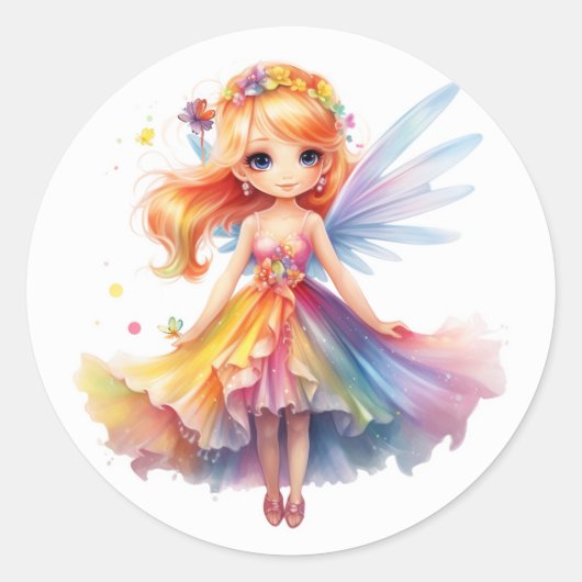 Colourful Little Fairy with wide dress ラウンドシール (正面)