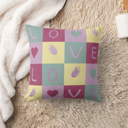 colourful love pattern クッション (ブランケット)