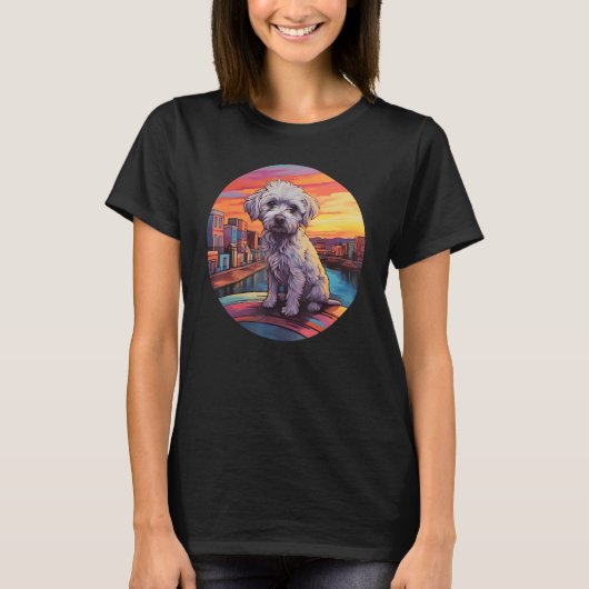 Colourful Maltese Dog Dad Mom Graffity Tシャツ (正面)