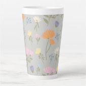 Colourful meadow on grey カフェラテマグ (正面)