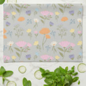 Colourful meadow on grey キッチンタオル (折り畳み)