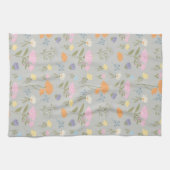 Colourful meadow on grey キッチンタオル (横)
