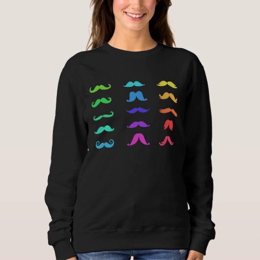 Colourful Mustache s for Girls Women Moustache スウェットシャツ (正面)