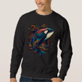 Colourful mystical orca whale watching dolphin pot スウェットシャツ (正面)