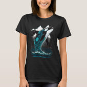 Colourful mystical orca whale watching dolphin pot tシャツ (正面)