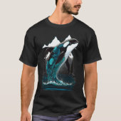 Colourful mystical orca whale watching dolphin pot tシャツ (正面)