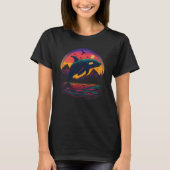Colourful mystical orca whale watching dolphin pot tシャツ (正面)
